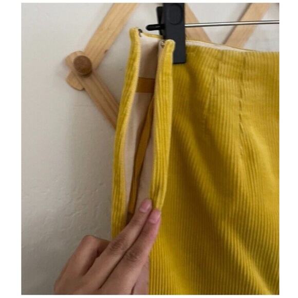 Anthropologie Skirt Women's 4 Maeve Pencil Corduroy Yellow 100% Cotton - Picture 4 of 6